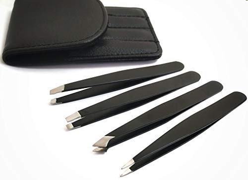 Professional 4 Piece Stainless Steel Tweezer Set