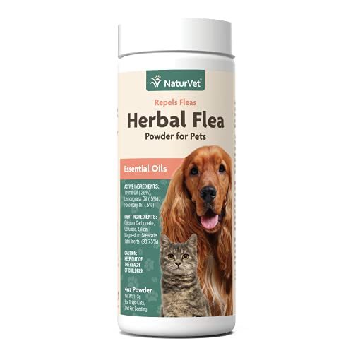 NaturVet Herbal Flea Powder for Pets with Essential ...