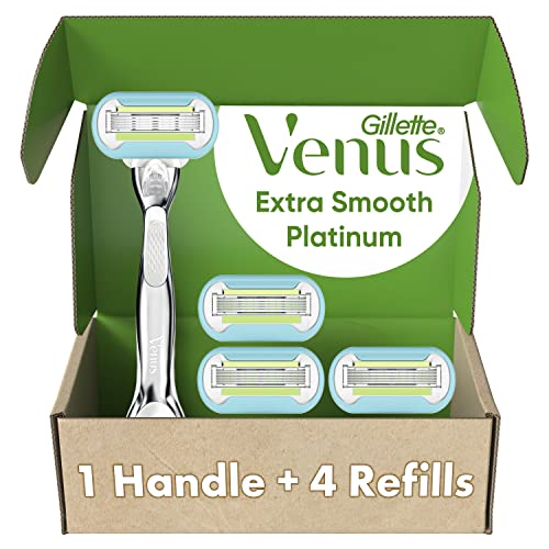 Gillette Venus Platinum Extra Smooth Metal Handle Women’s Razor Handle + 2 Blade Refills