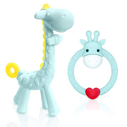 SHARE&CARE BPA Free 2 Silicone Giraffe Baby Teether Toy