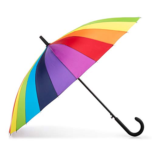 totes Rainbow Auto-Open 24 Rib Stick Umbrella with a...