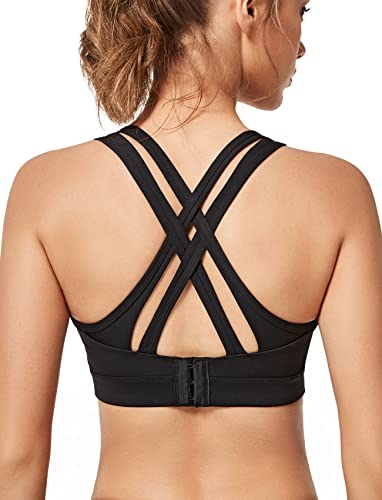 Yvette Women High Impact Sports Bras Criss Cross Bac...