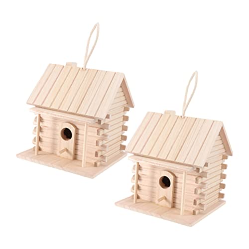 Cabilock 2pcs Wood Hanging Bird House