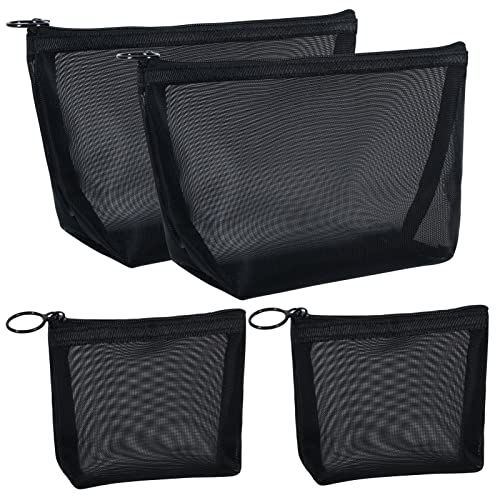 besharppin 4 Pack Mesh Cosmetic Bags, Nylon Makeup P...