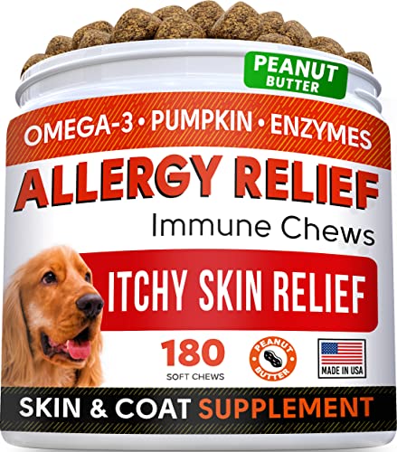 Allergy Relief Dog Treats w/Omega 3 + Pumpkin + Enzy...