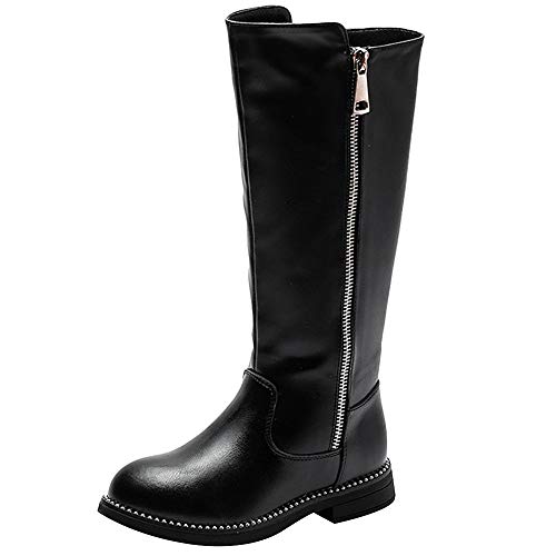 rismart Girl's Knee High Riding Boots Zip Faux Fur L...