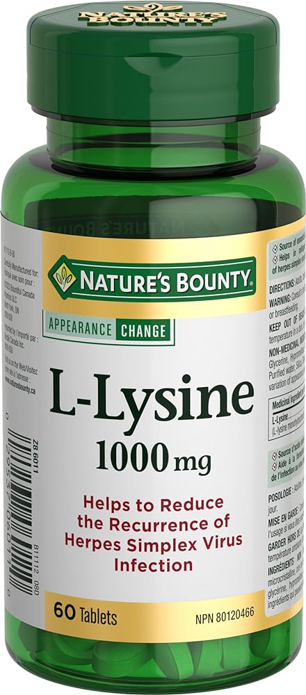 Nature's Bounty L-Lysine Supplement, 1000mg Tablets