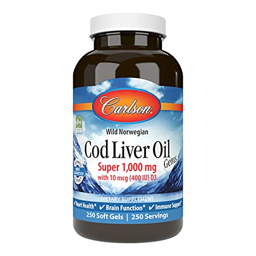 Carlson Labs Wilder Norwegian Cod Liver Oil Gems, 10...