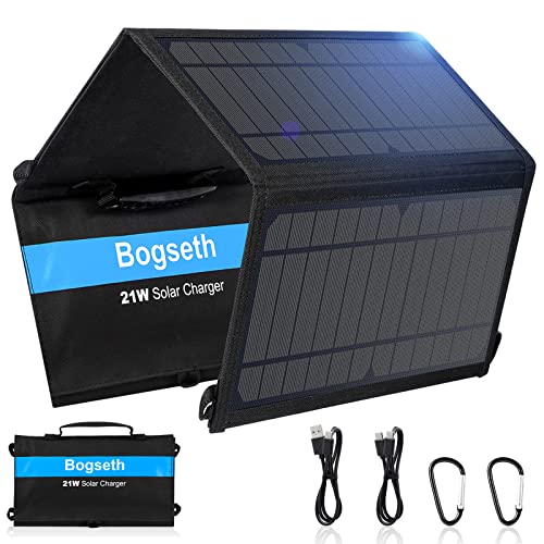 Bogseth 21 W Solar Panel Foldable with 2 USB Ports W...