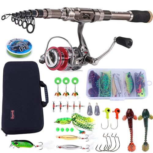 PLUSINNO Fishing Set Fishing Rod and Fishing Reel Se...