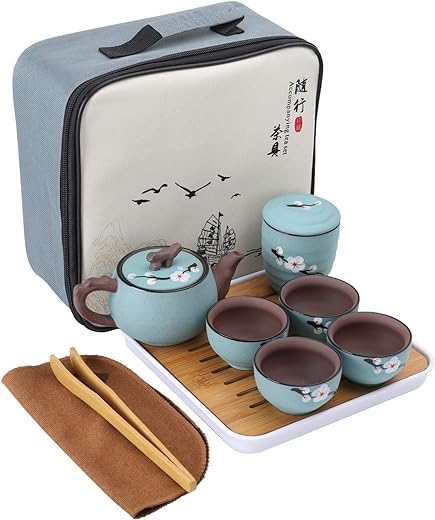 fanquare Japanese Portable Travel Kung Fu Tea Set, C...