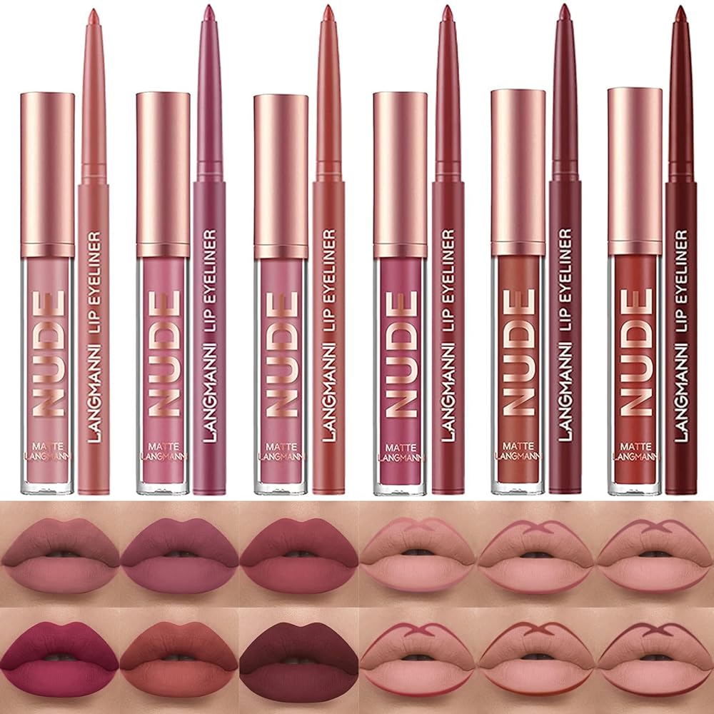 6 Matter Lipstick and Lipliner Set