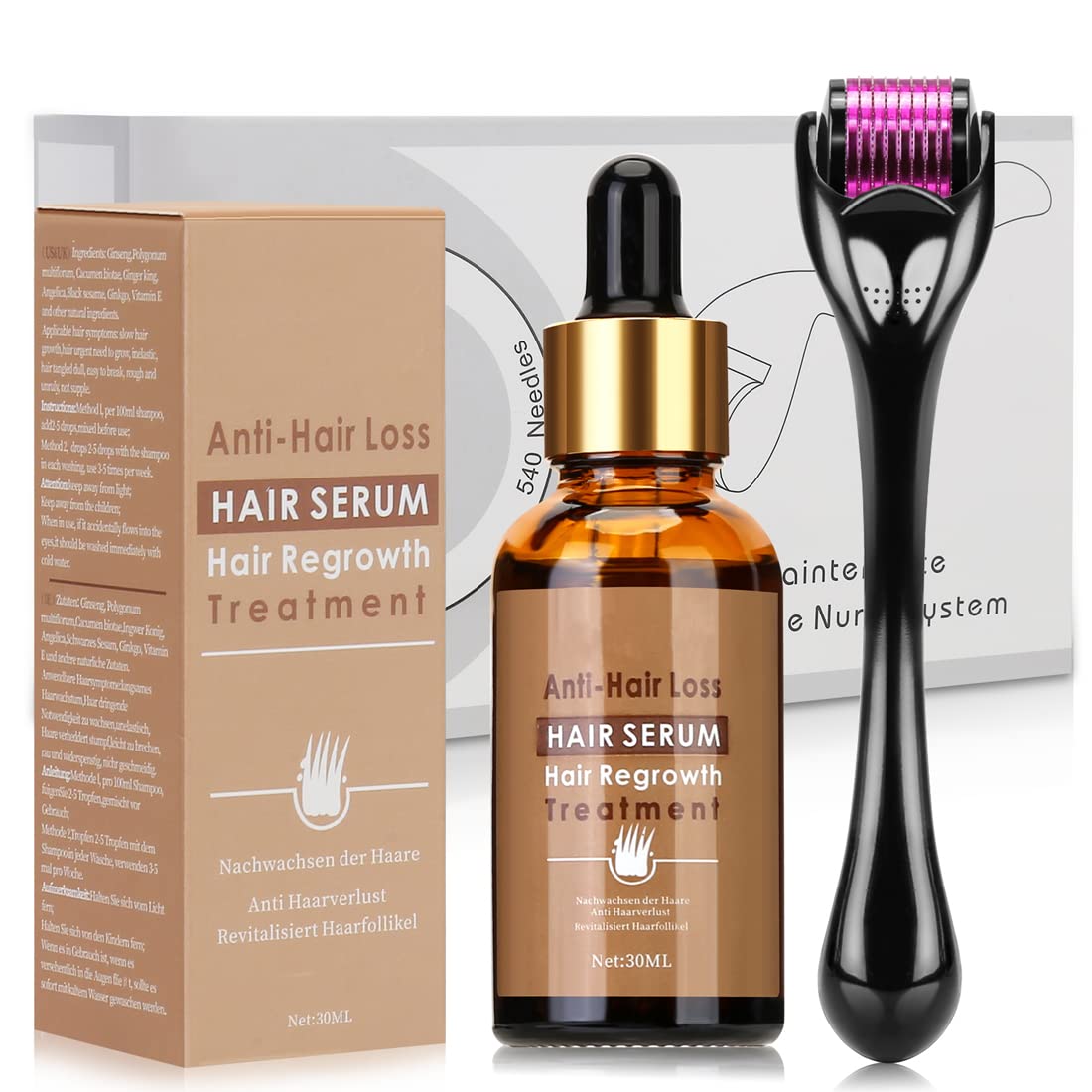 Beayosses Dermaroller Set with Hair Growth Serum