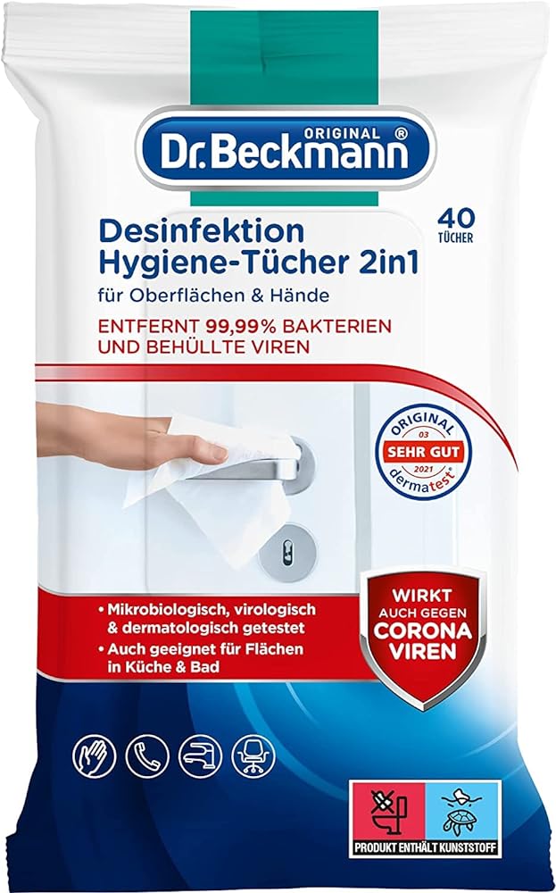 Beckmann 2-in-1 Disinfectant Wipes | 40 Wipes