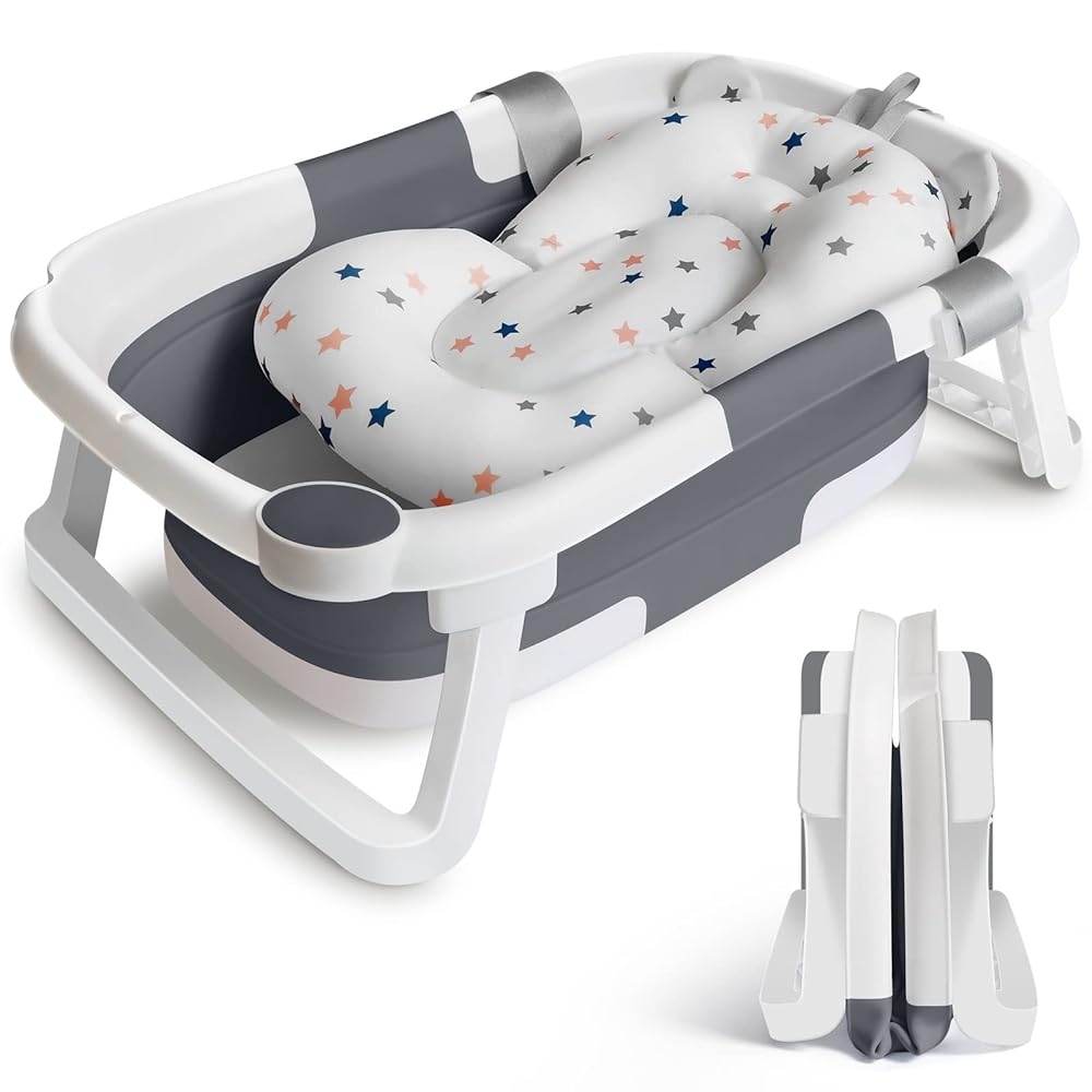 Foldable Baby Bathtub with Support Cushion