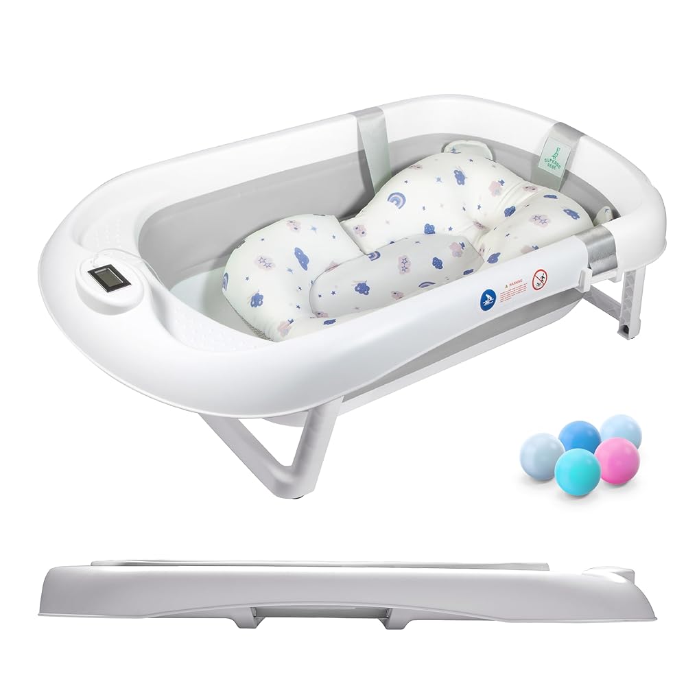 Folding Baby Bathtub with Non-Slip Cush...