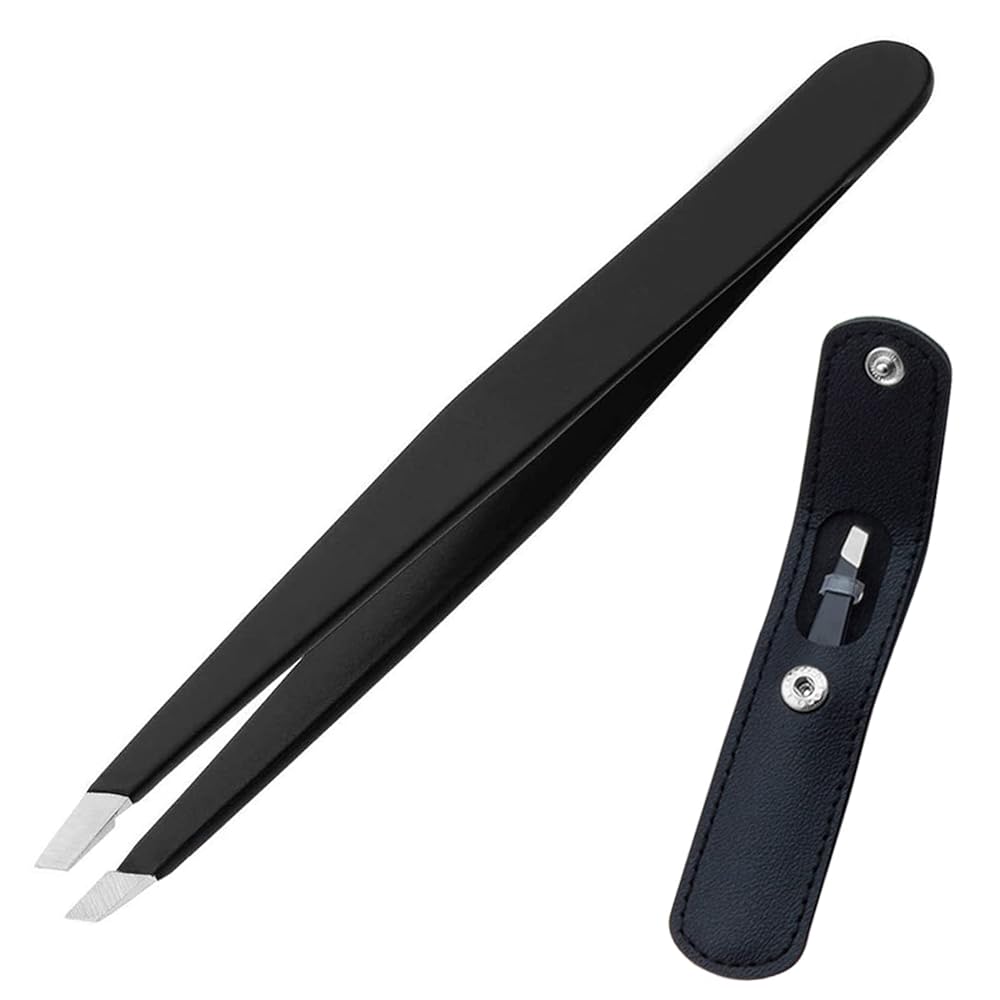 GeekerChip Eyebrow Tweezers, Stainless Steel, Black