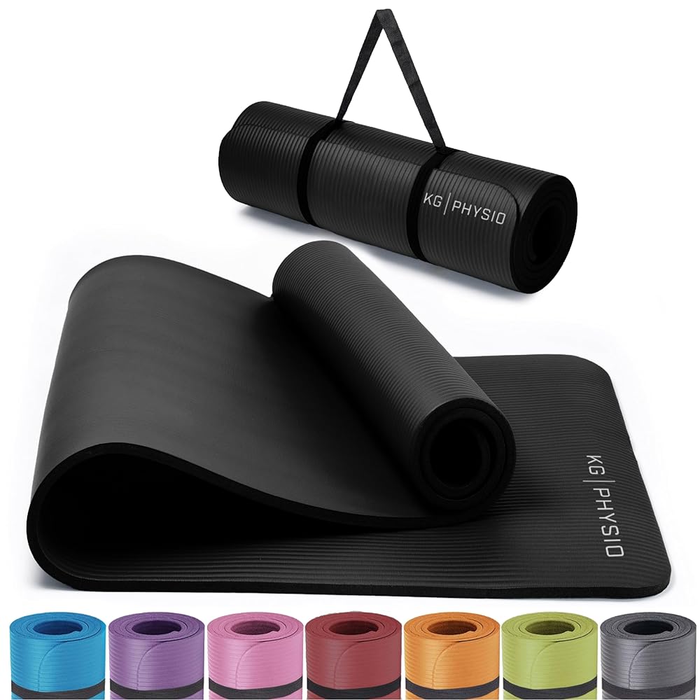 KG PHYSIO Non-Slip Yoga Mat with Strap - Soft & Padd...