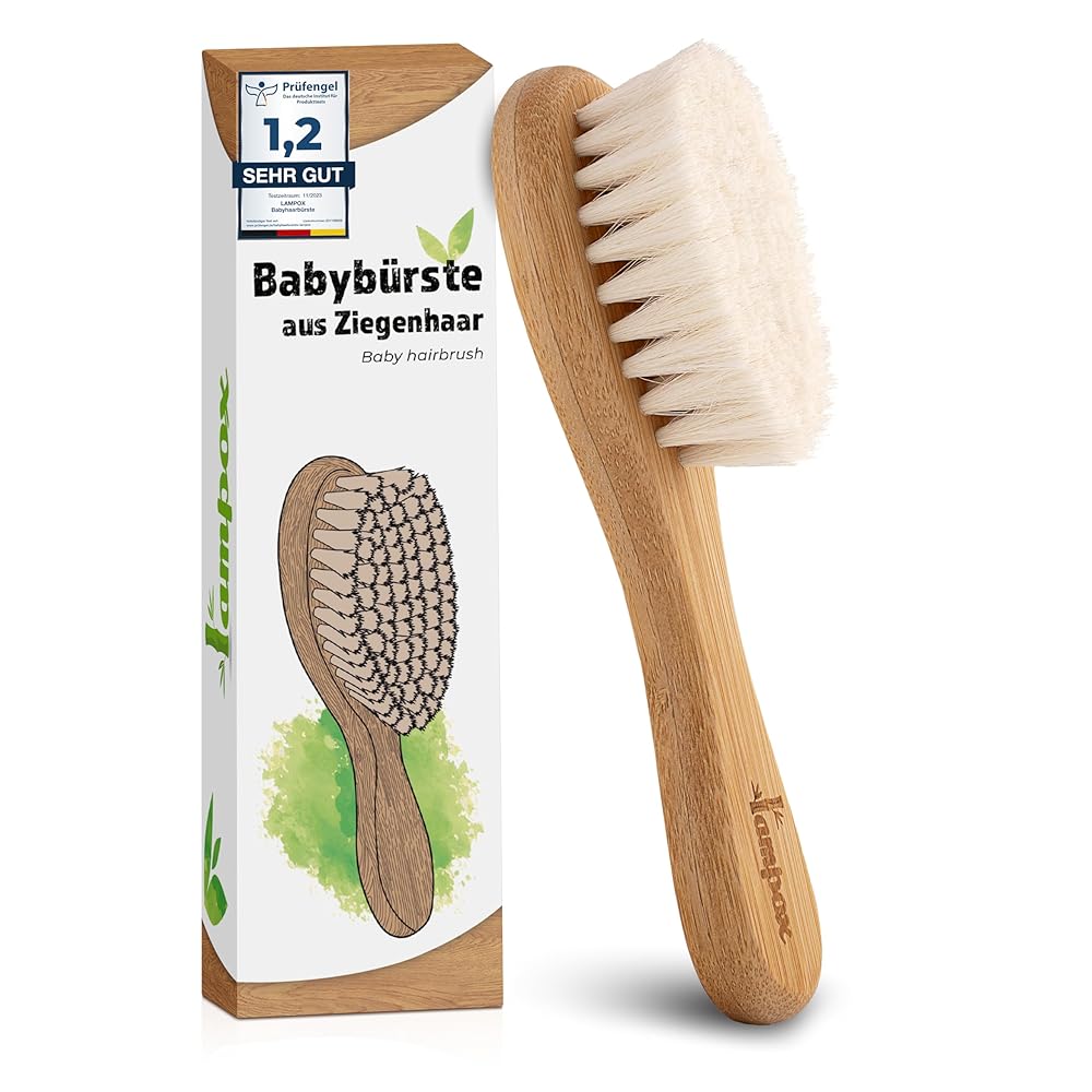 Lampox Baby Hairbrush - Soft Goat Hair, Newborn Care...