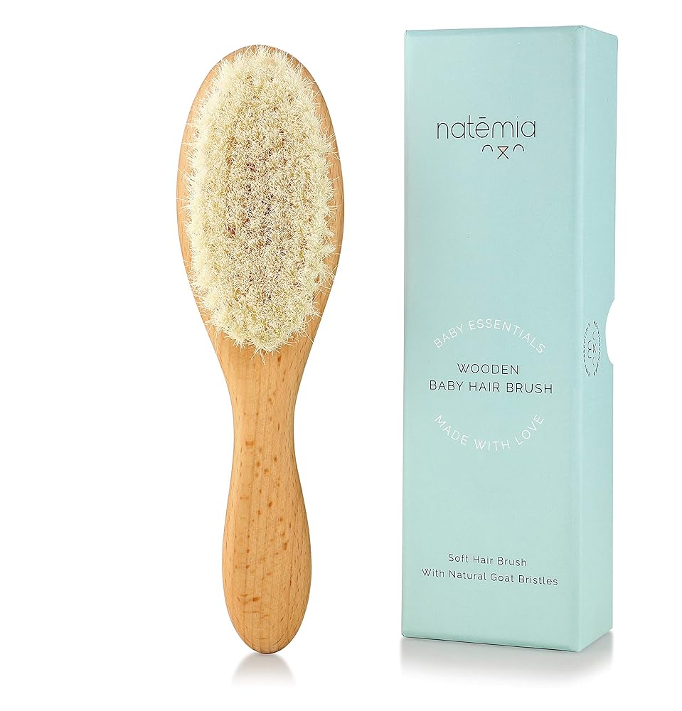 Natemia Wooden Baby Hairbrush | Soft Bristles | Idea...