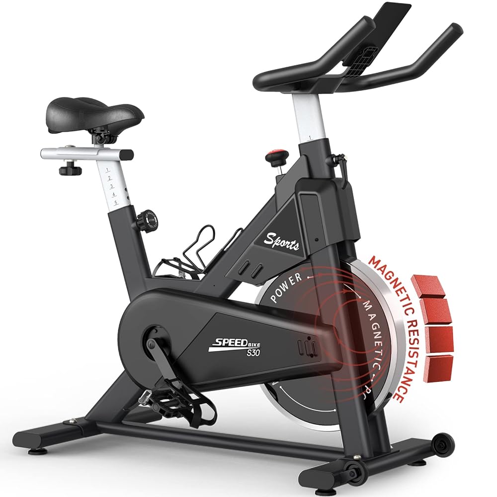 PASYOU Magnetic Resistance Exercise Bike with LCD Mo...