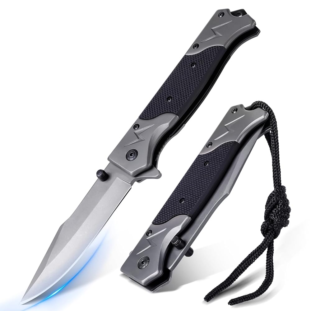 Rolgno Folding Pocket Knife, Stainless Steel Outdoor...