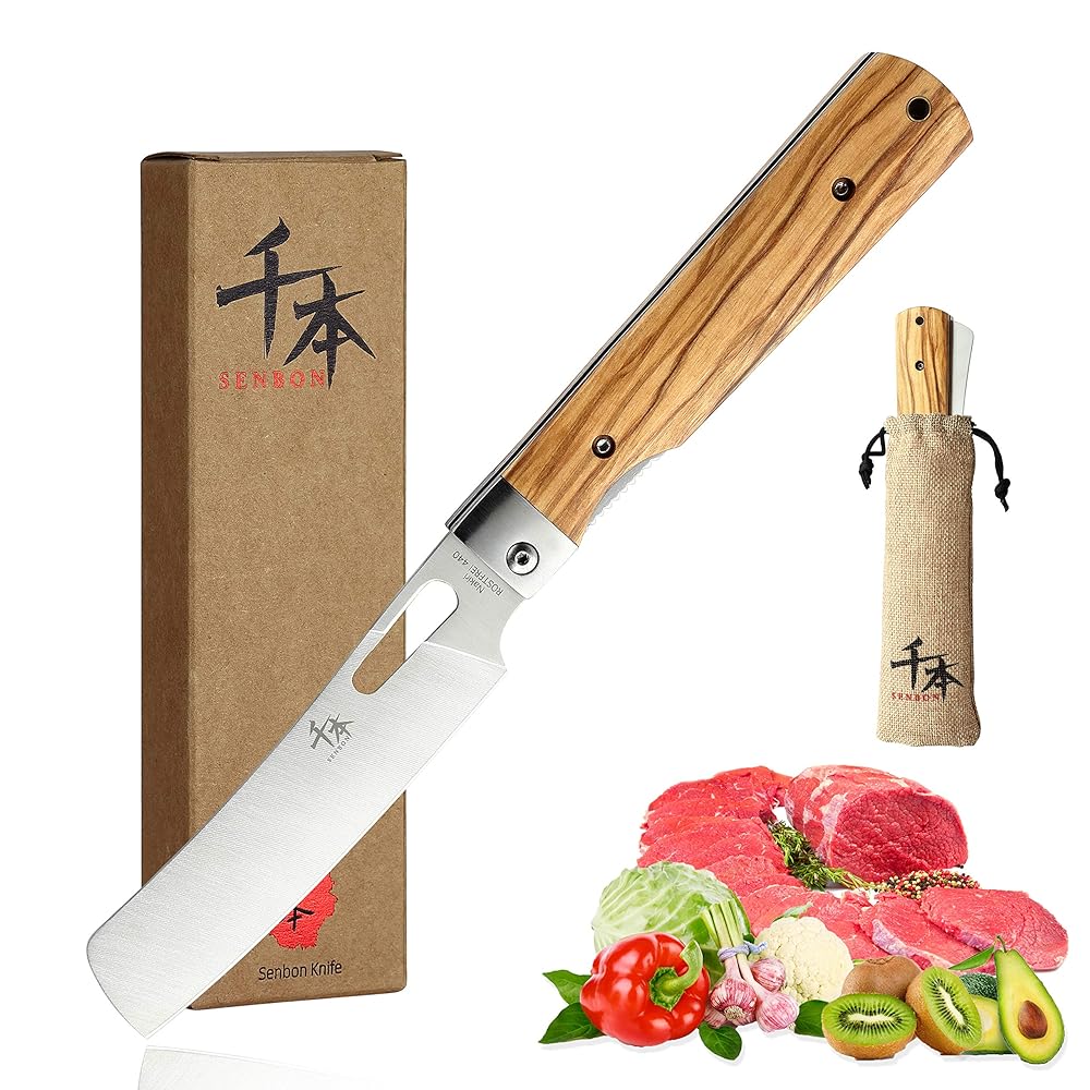 SENBON 440A Foldable Camping Chef's Knife