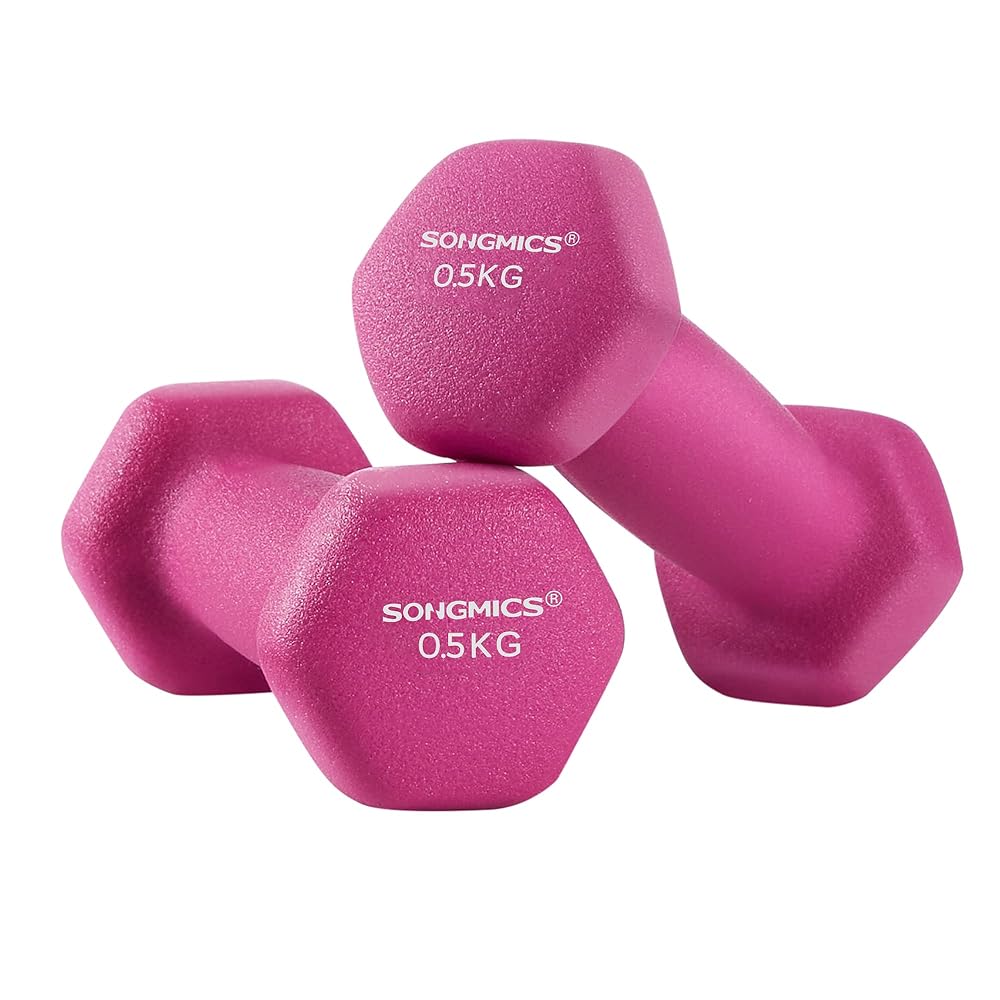 SONGMICS Hexagon Neoprene Dumbbells, Se...