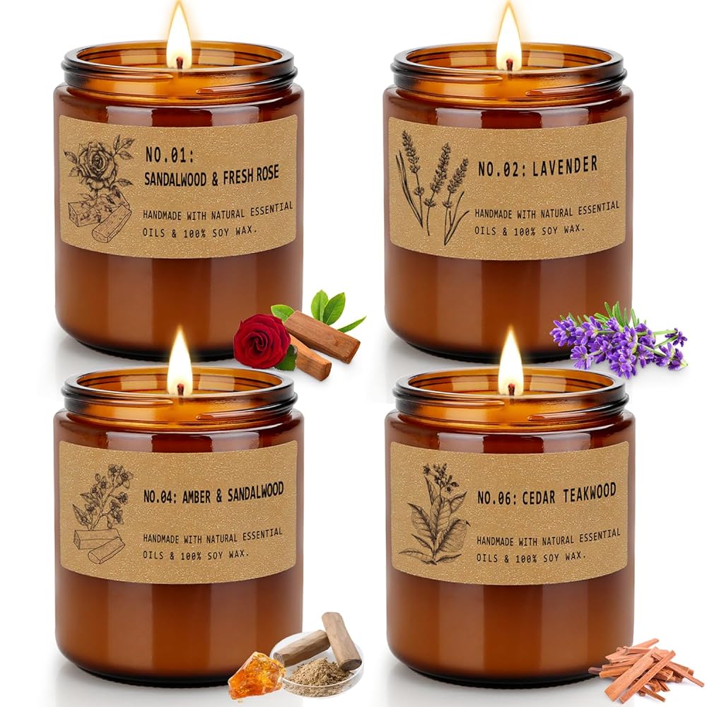 4-Piece Gift Set: Perfumed Soy Candles - 200g - Long...