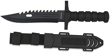 Albainox 32434 Black Rubberized Knife 19 cm for Outd...