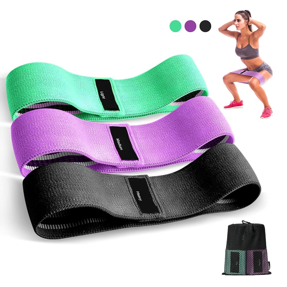 Anti-Slip Fabric Resistance Bands - 3 Levels for Glu...