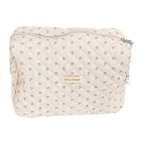 Aucuu Cotton Makeup Bag, Floral Cosmeti...