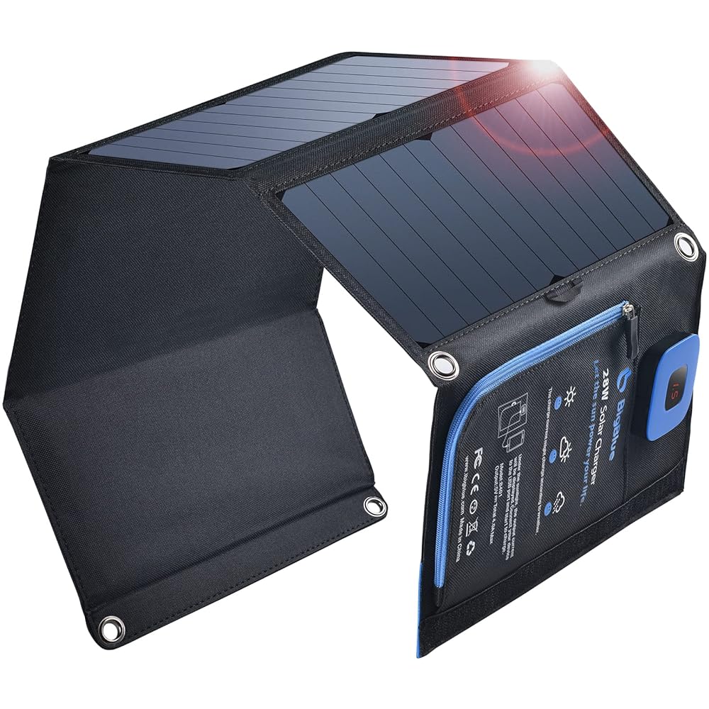 BigBlue 28W Portable Solar Charger with 2 USB Ports