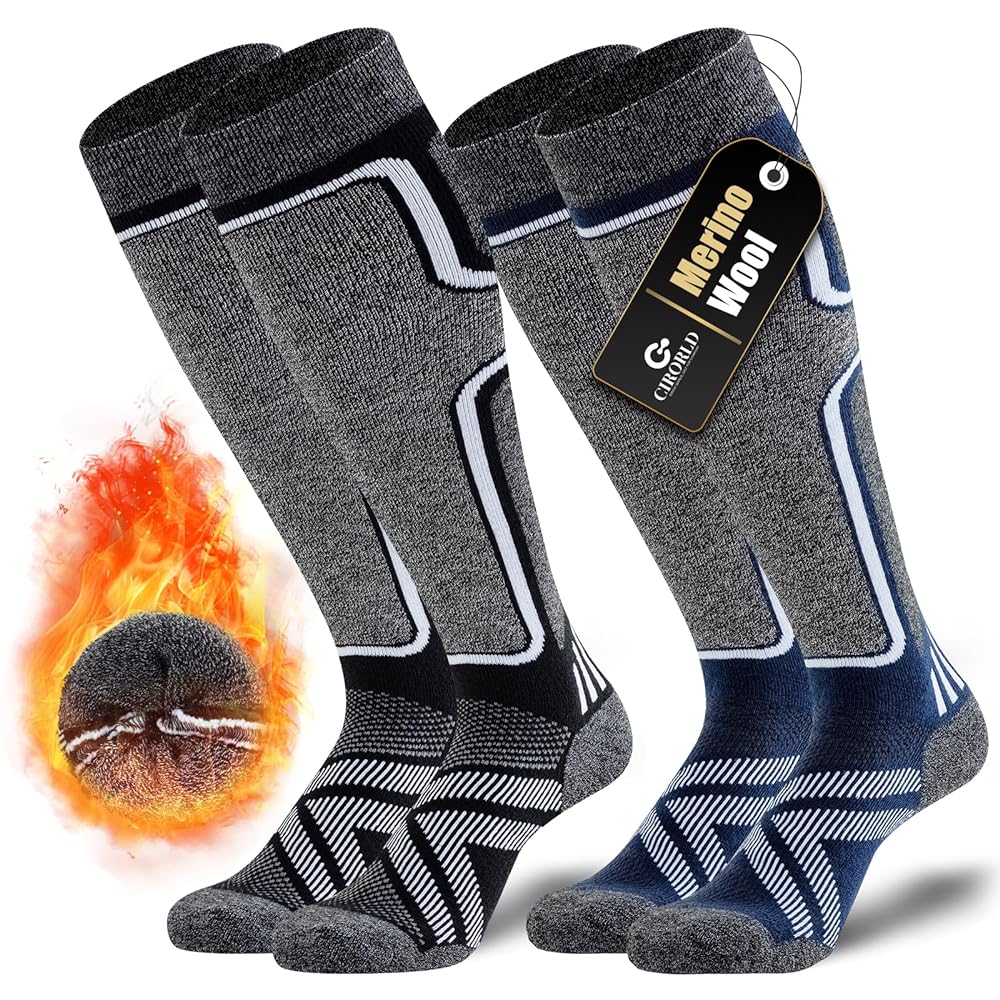 Cirorld Wool Merino Ski Socks - Thermal Knee-Highs f...