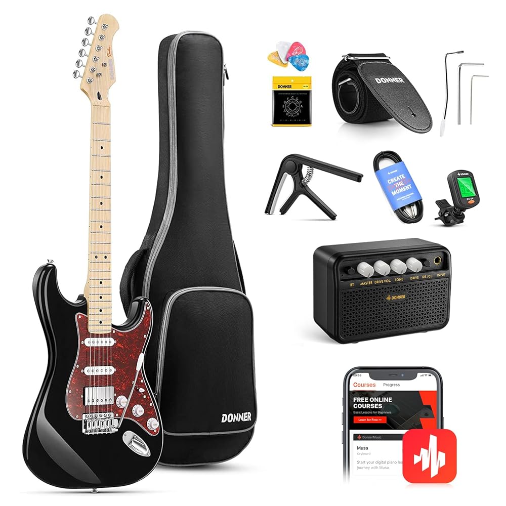 Donner Electric Guitar Pack, Full Size HSS Pickup Co...