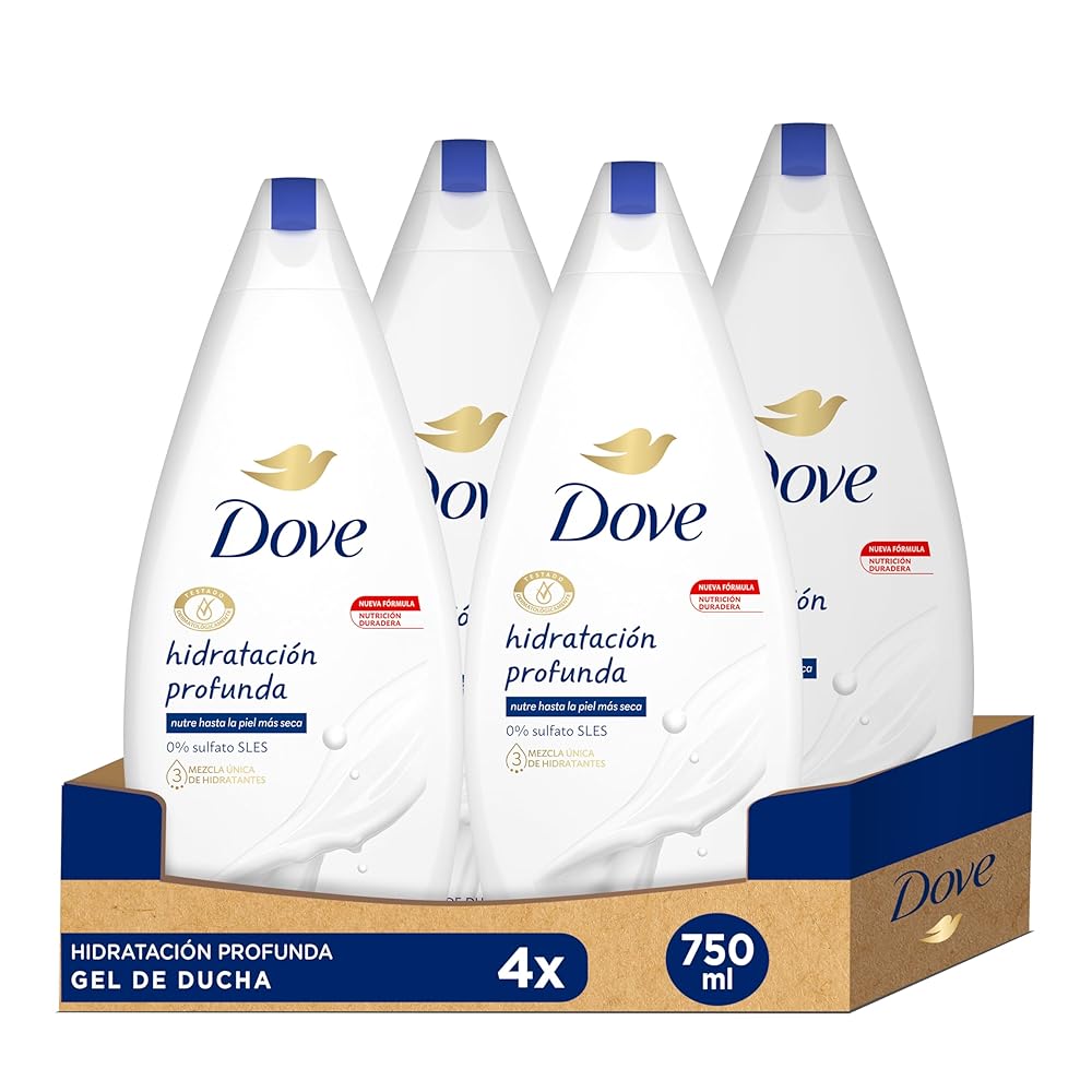 Dove Deep Hydration Shower Gel, Pack of 4 x 750 ml