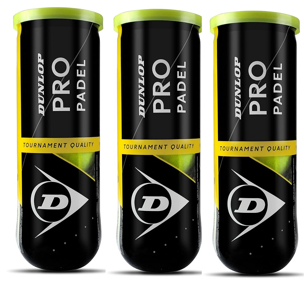 Dunlop Pro Padel Balls, Yellow, 3-Pack