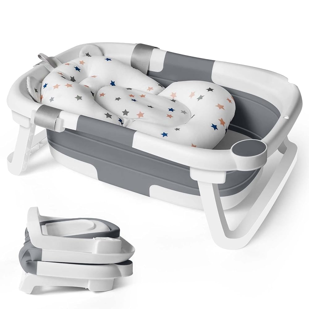 Folding Baby Bathtub with Support Stand and Non-Slip...