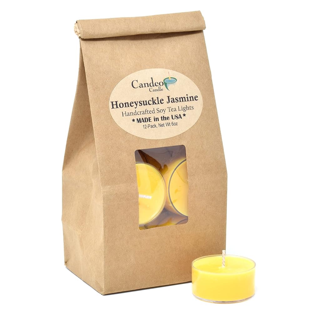 Honeysuckle Jasmine Soy Candles - Pack of 12, Handma...