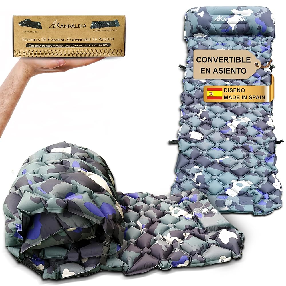 KANPALDIA Camping Convertible Mat with Built-In Pillow