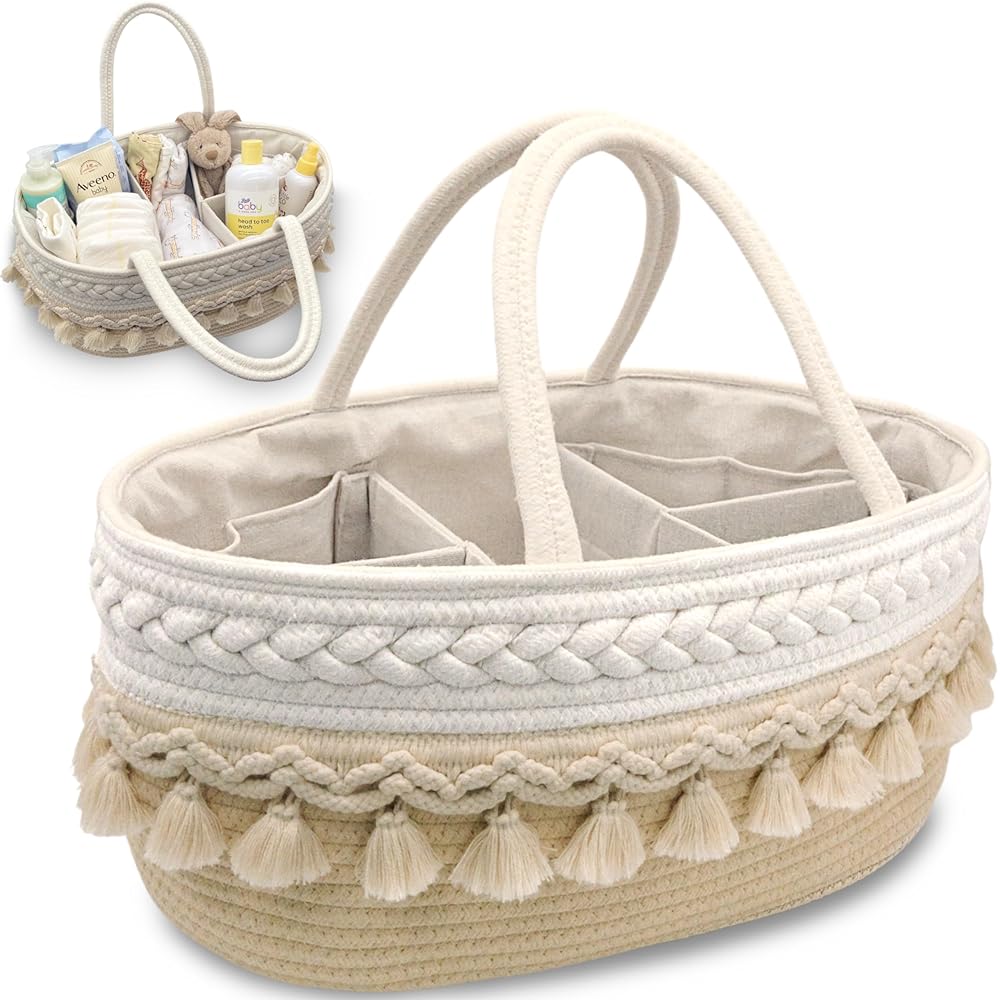 MillyBeas Baby Diaper Organizer - Large Cotton Rope ...