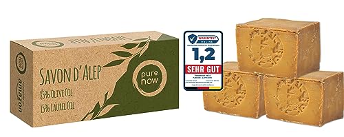 Pure Now Aleppo Soap 3x200g, 85% Olive Oil 15% Laure...