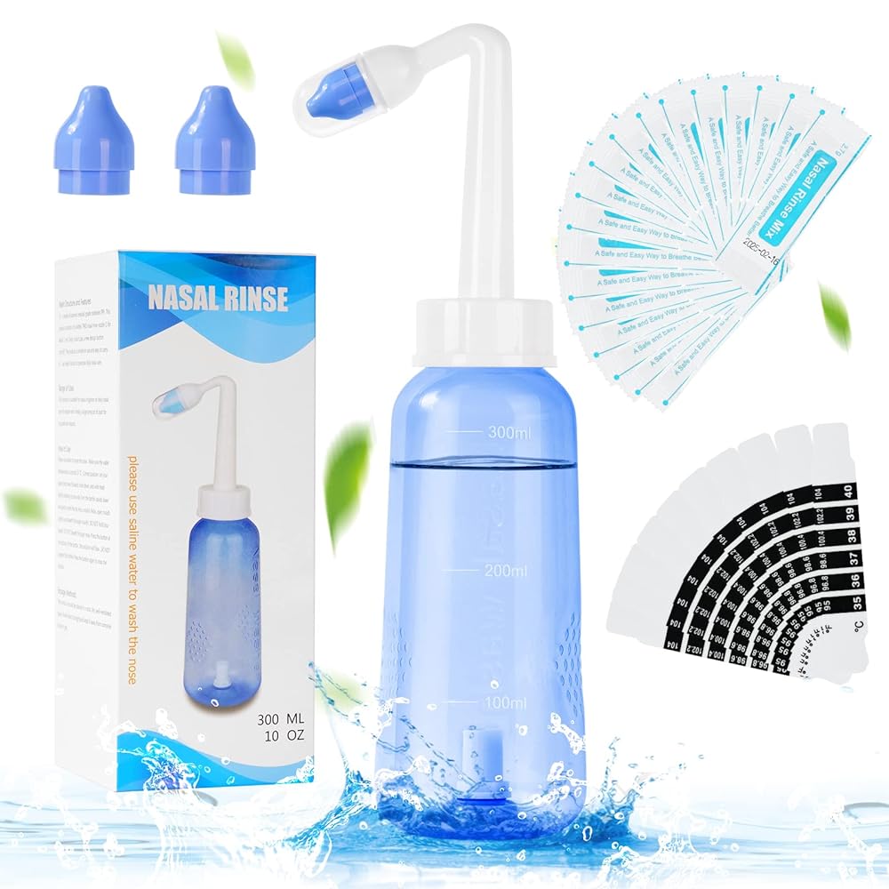 URAQT Nasal Irrigation Bottle, 300ml, 2 Nozzles, Net...