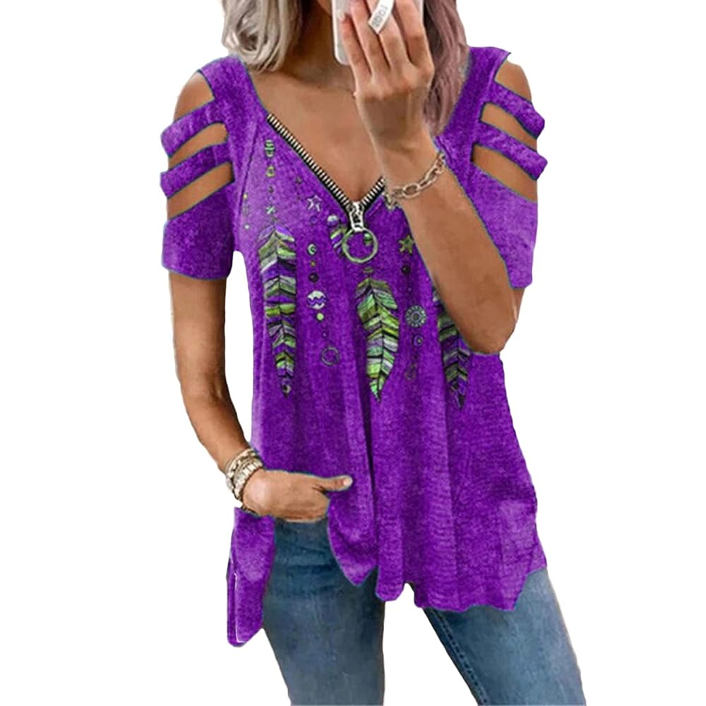 Women’s V-Neck Short Sleeve Loose...