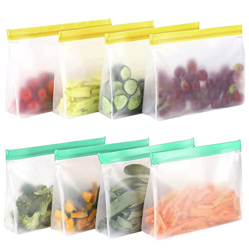 8 Reusable Silicone Ziplock Bags for Fo...