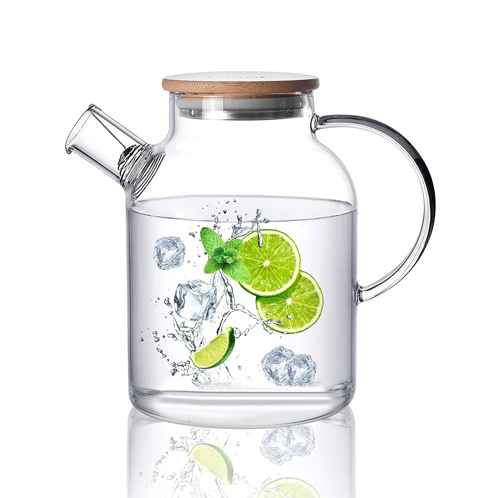 CnGlass Transparent Glass Teapot 1500ml/50.7oz with ...