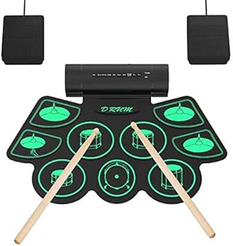 Electronic Drum Set, 9 Pads, Integrated Speaker, Woo...