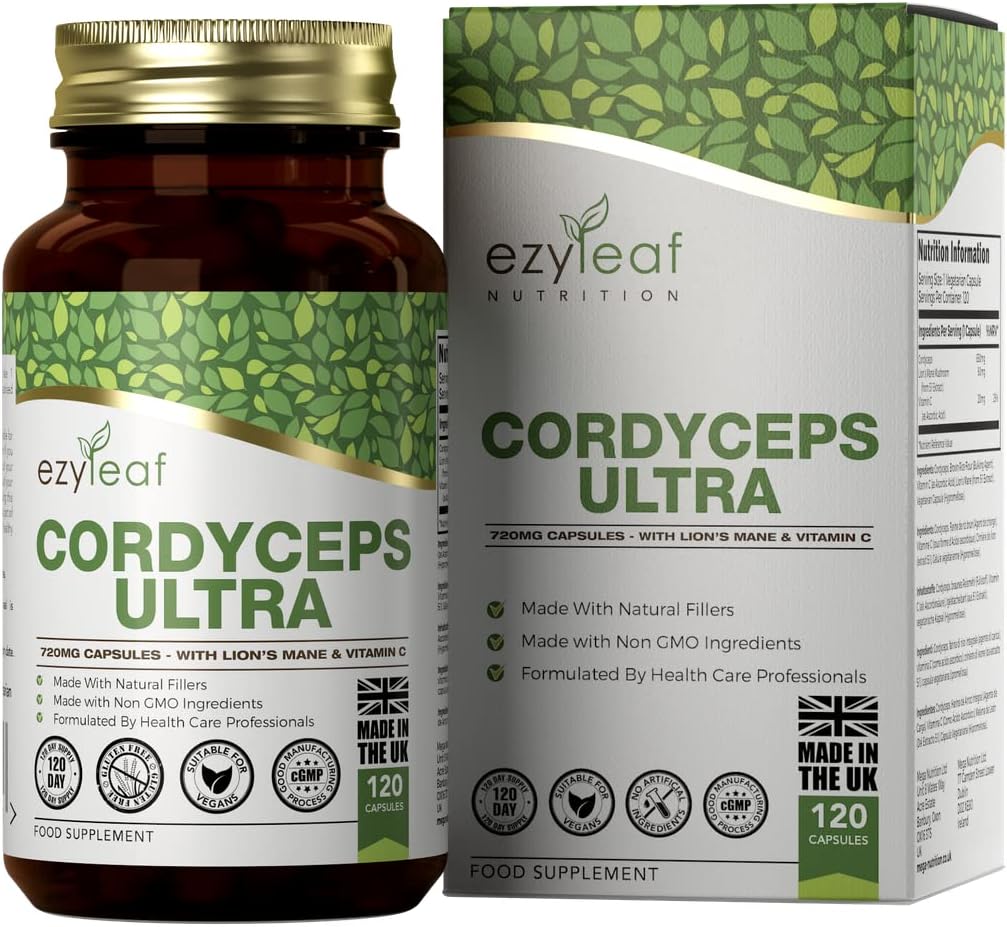 Ezyleaf Cordyceps Ultra Lions Mane & Vitamin C Suppl...