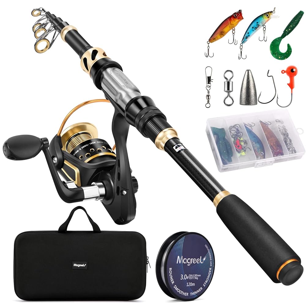 Magreel Telescopic Fishing Rod and Reel Set with Lin...