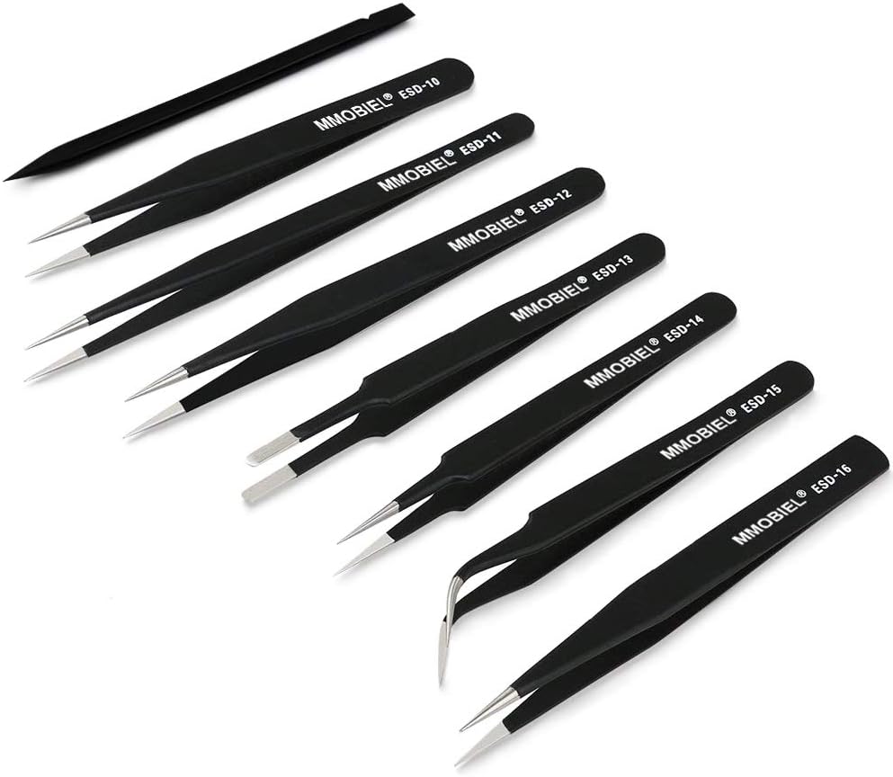 MMOBIEL ESD Stainless Steel Precision Tweezers for R...